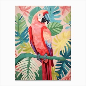 Pink Scandi Macaw 4 Canvas Print