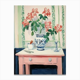 Bathroom Vanity Painting With A Hellebore Bouquet 3 Canvas Print