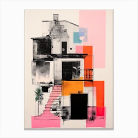 A House In Madrid, Abstract Risograph Style 4 Canvas Print