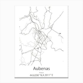 Aubenas,France Minimalist Map Canvas Print