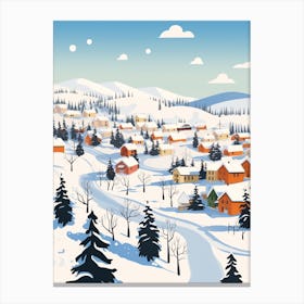 Retro Winter Illustration Kiruna Sweden 3 Canvas Print