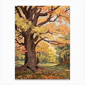 Pecan Vintage Autumn Tree Print  Canvas Print