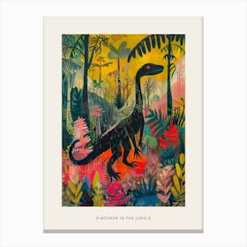 Colourful Dinosaur In A Jungle Painting 1 Poster Canvas Print