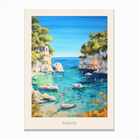 Swimming In Paros Greece 3 Watercolour Poster Canvas Print