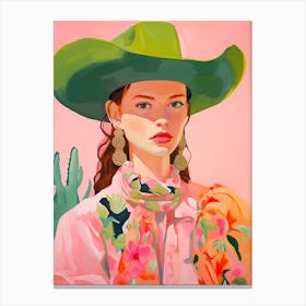Pastel Colourful Cowgirl Portrait Canvas Print