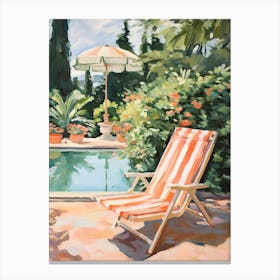 Sun Lounger By The Pool In Turin Italy Canvas Print