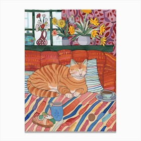 Tea Time With A American Shorthair 1 Canvas Print