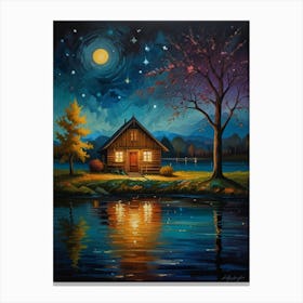 Night By The Lake 3 Canvas Print