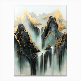 Fuji's Golden Peaks - Luxe Minimalism Canvas Print