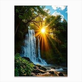 Waterfall In The Forest 12 Canvas Print