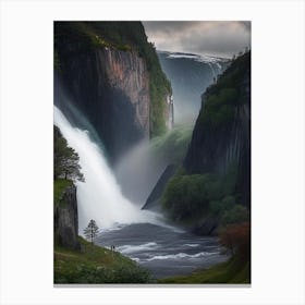 Mardalsfossen, Norway Realistic Photograph (1) Canvas Print