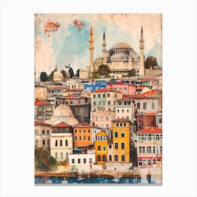 Kitsch Istanbul Skyline Painting 2 Canvas Print