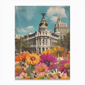 Madrid   Floral Retro Collage Style 4 Canvas Print