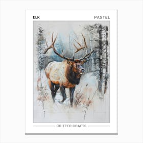 Elk Pastel Watercolour 4 Poster Canvas Print