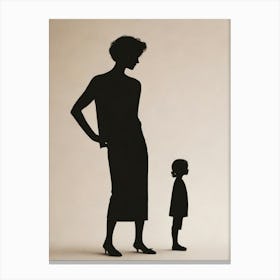 Silhouette Of Mother And Child Canvas Print