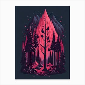 A Fantasy Forest At Night In Red Theme 20 Canvas Print