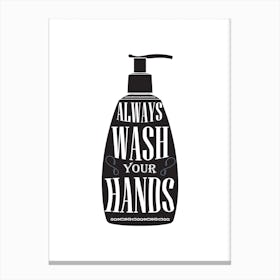 Wash Your Hands Bottle Silhouette Canvas Print