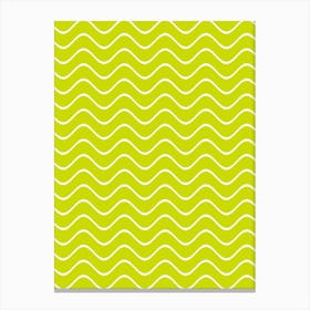 Lime Green Wavy Minimal Abstract Canvas Print