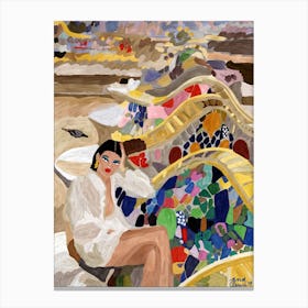 A Girl In Park Guell Canvas Print
