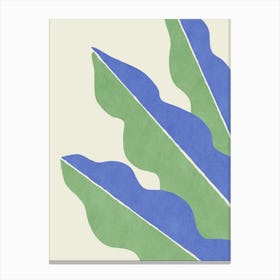 Colorblock Leaf Graphic Abstract Botanical Minimalist - Sage Green Blue Canvas Print