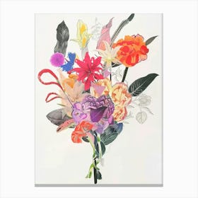 Celosia 3 Collage Flower Bouquet Canvas Print