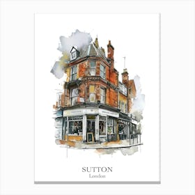 Sutton London Borough   Street Watercolour 2 Poster Canvas Print