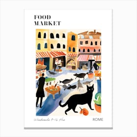 The Food Market In Rome 2 Illustration Poster Canvas Print