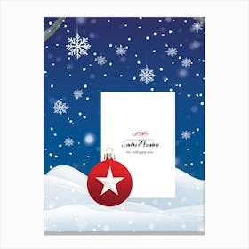 Abstract Winter Themed Illustration Featuring A Small White Ornament Framed By Satin Snowflakes On (7) Canvas Print