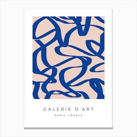 Mid Century Modern Abstract Lines Blue Canvas Print