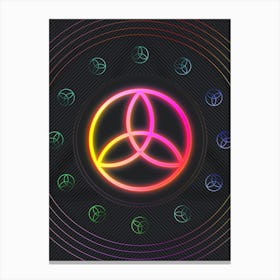 Neon Geometric Glyph in Pink and Yellow Circle Array on Black n.0337 Canvas Print