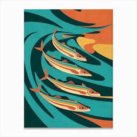 Four Sardines In The Ocean Canvas Print