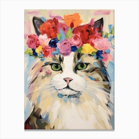 Birman Cat With A Flower Crown Painting Matisse Style 4 Canvas Print