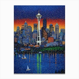 Seattle Washington Pointillism 10 Canvas Print