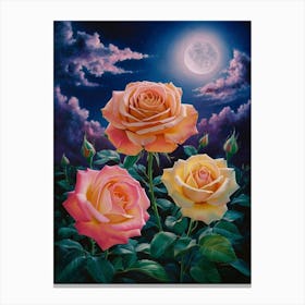 Roses In The Moonlight 1 Canvas Print