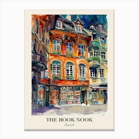Zurich Book Nook Bookshop 3 Poster Canvas Print