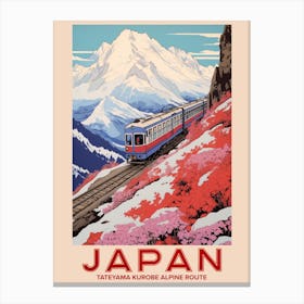 Tateyama Kurobe Alpine Route, Visit Japan Vintage Travel Art 4 Canvas Print
