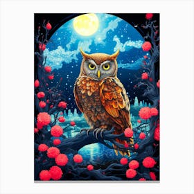 Owl At Night Canvas Print