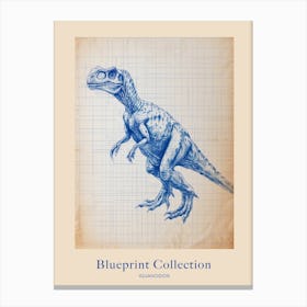 Iguanodon Dinosaur Blue Print Sketch 2 Poster Canvas Print