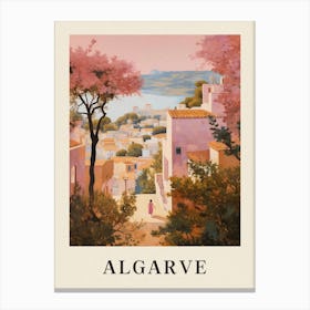 Algarve Portugal 1 Vintage Pink Travel Illustration Poster Canvas Print
