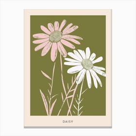 Pink & Green Daisy 3 Flower Poster Canvas Print