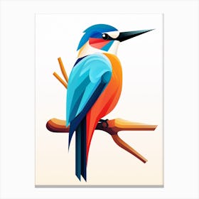 Colourful Geometric Bird Kingfisher 2 Canvas Print