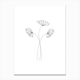 Dandelion, Botanical, Nature, Outline, Line Art, Nature, Wall Print Canvas Print