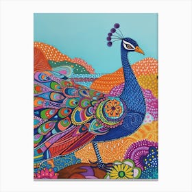 Peacock Colourful Portrait 2 Canvas Print