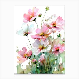 Pink Cosmos Watercolor Painting Leinwandbild