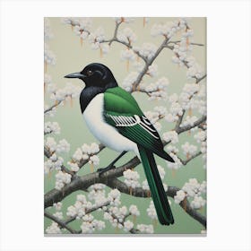 Ohara Koson Inspired Bird Painting Magpie 8 Canvas Print