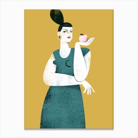 Lady With An Apple Canvas Print