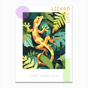 Lime Green Crested Gecko Abstract Modern Illustration 2 Poster Canvas Print