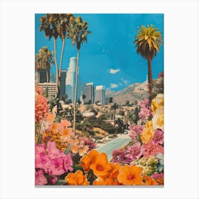 Los Angeles   Floral Retro Collage Style 1 Canvas Print