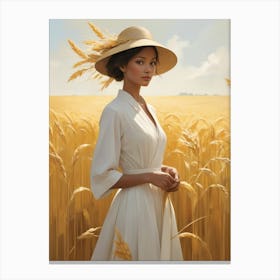 Woman In A Wheat Field Canvas Print