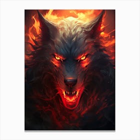Wolf In Flames 11 Canvas Print